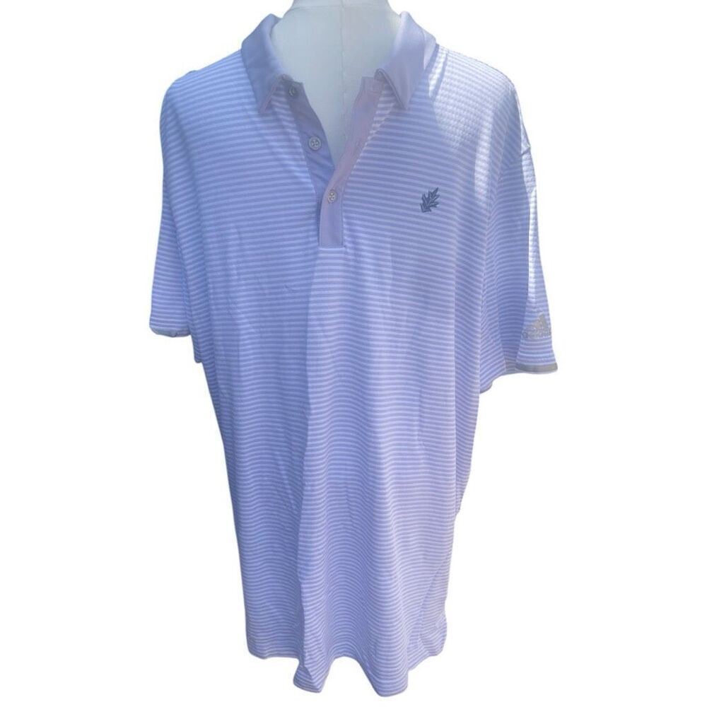 Men’s Adidas Lavendar & White Stripe Polo Shirt Golf Size XL